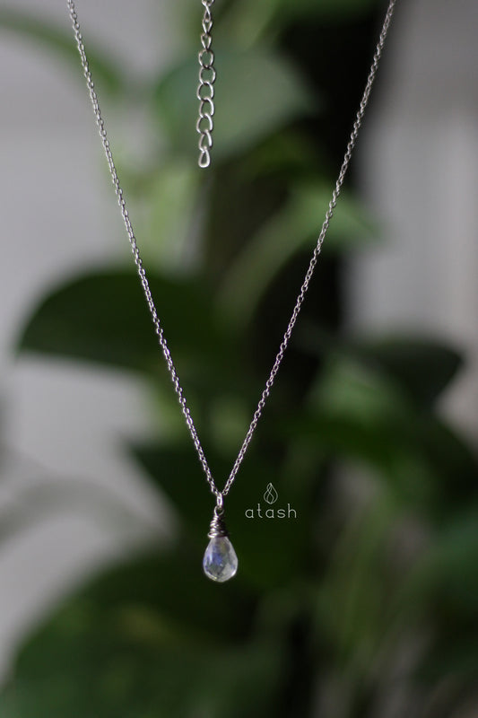 Elegance Necklace in Rainbow Moonstone and Sterling Silver