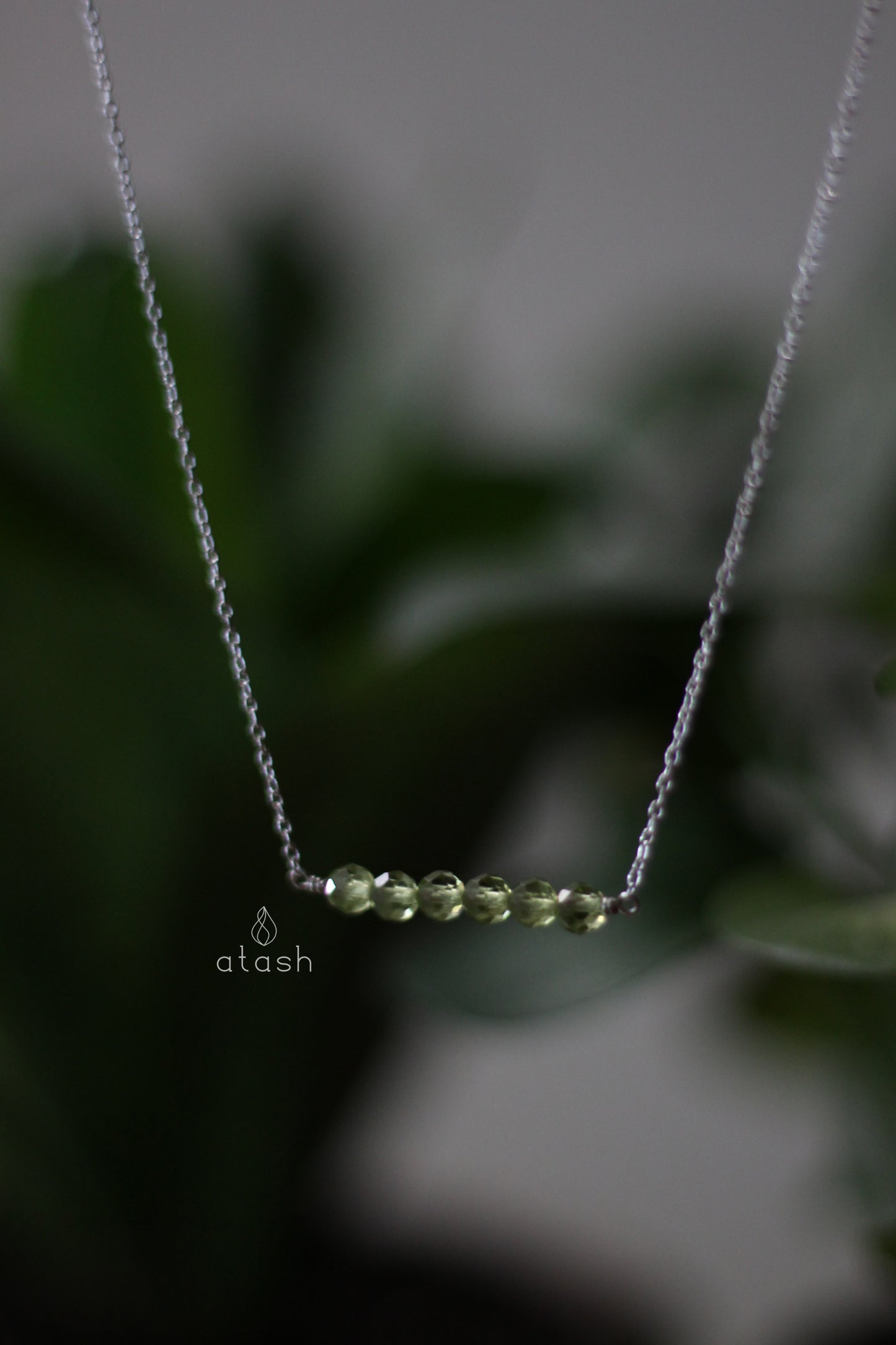 Bar Necklace in Peridot and Sterling Silver