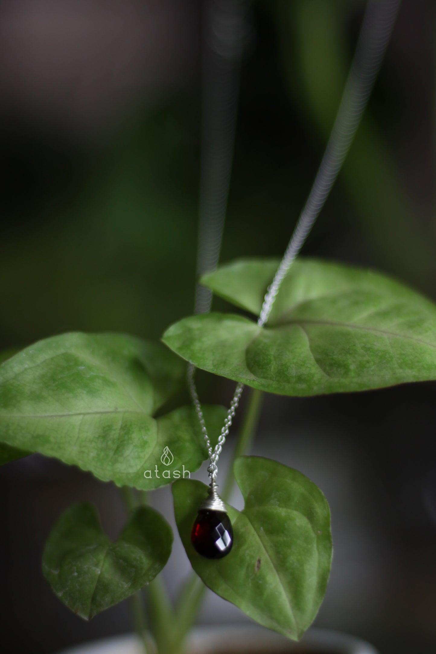 Izza Necklace in Garnet and Sterling Silver