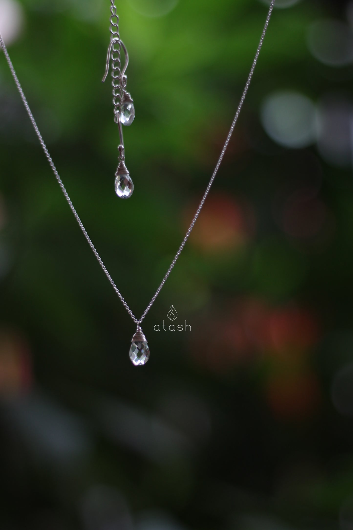 Izza Necklace in Green Amethyst and Sterling Silver
