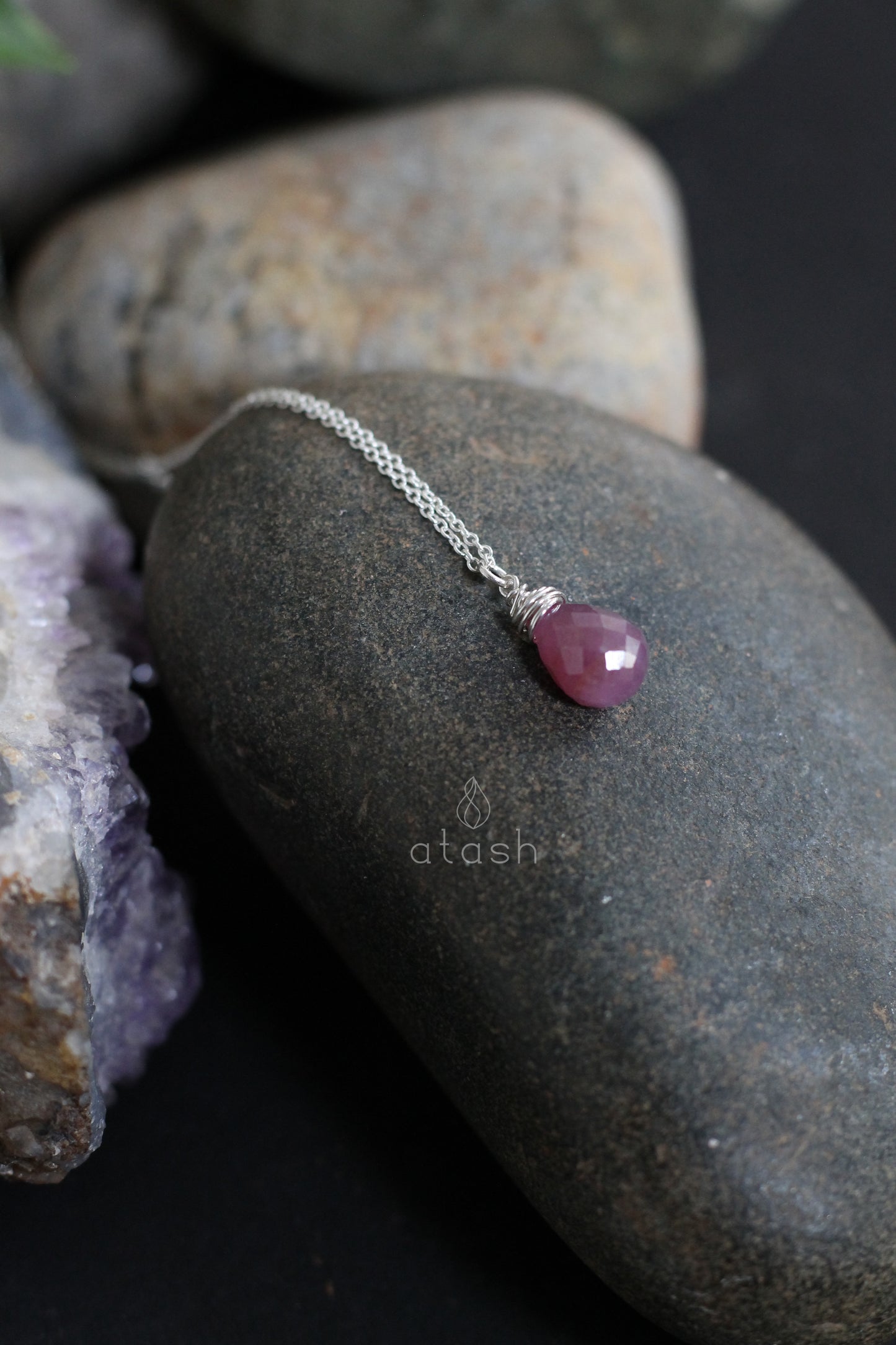 Amana Necklace in Ruby and Sterling Silver