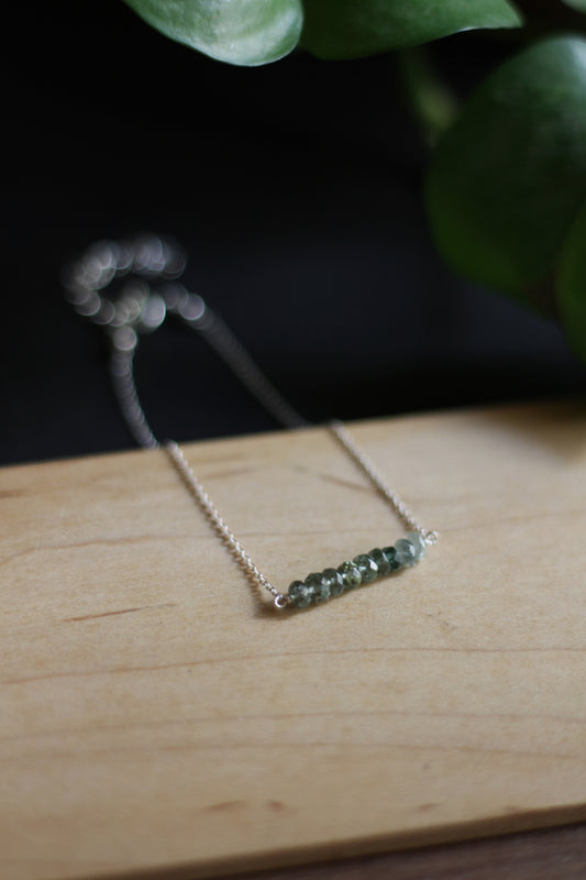 Bar Bracelet in Green Tourmaline and Streling Silver