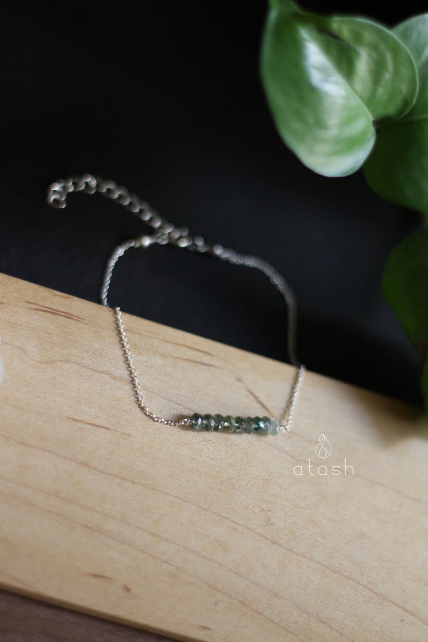 Bar Bracelet in Green Tourmaline and Streling Silver