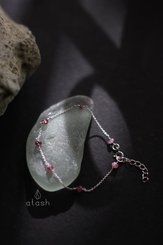 Dew Bracelet in Pink Tourmaline and Streling Silver