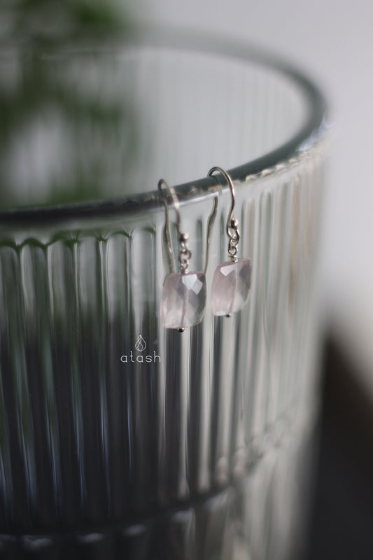 Amor Earrings in Rose Quartz and Sterling Silver