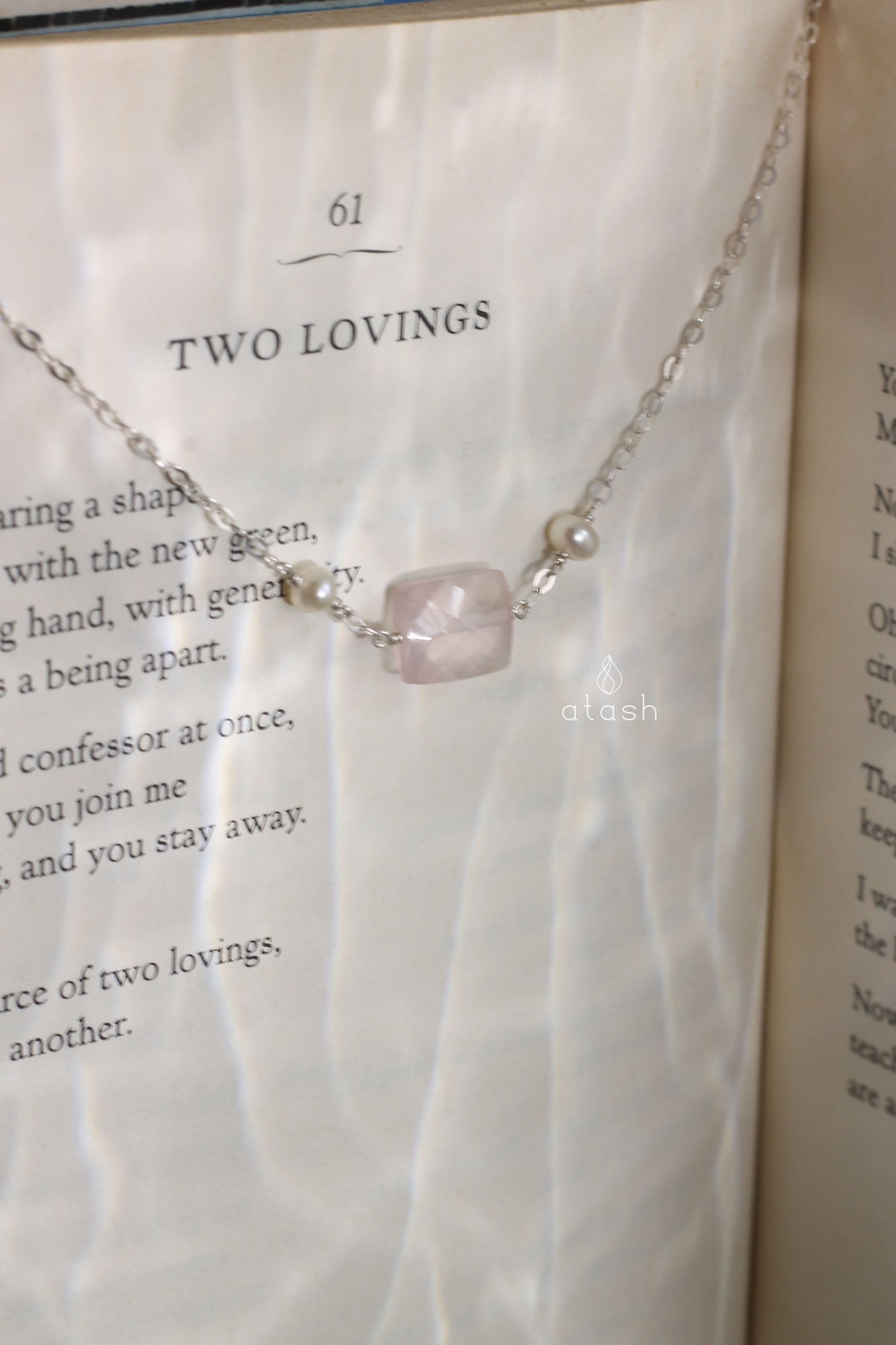 Delber Choker Necklace in Rose Quartz, Pearls and Sterling Silver