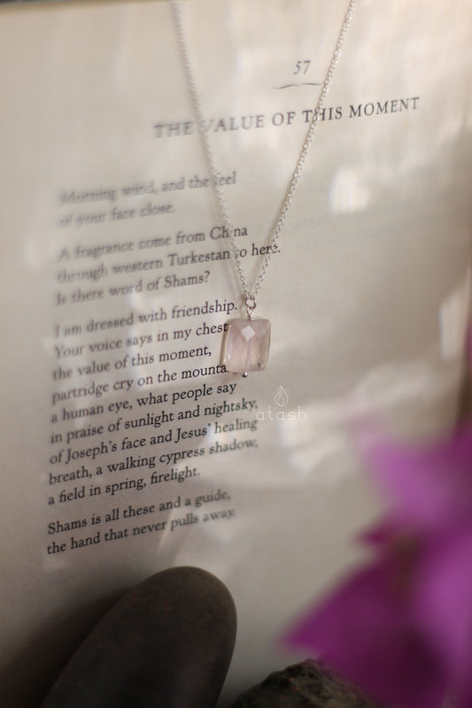 Amor Necklace in Rose Quartz and Sterling Silver