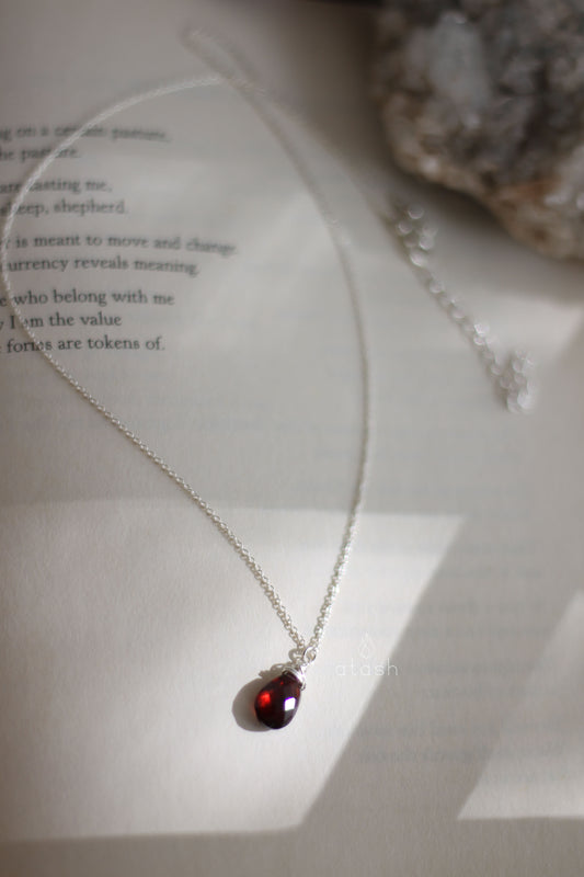 Izza Necklace in Garnet and Sterling Silver