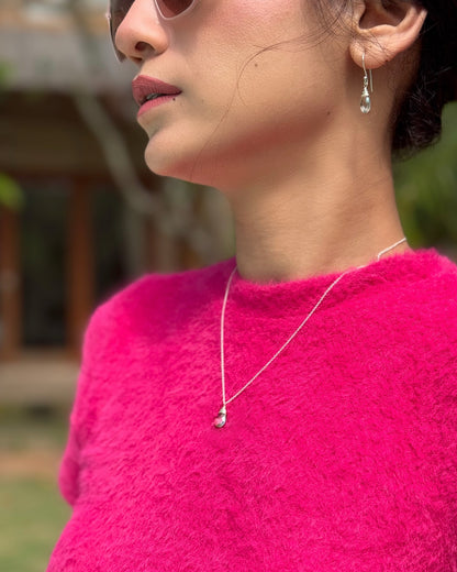 Izza Necklace in Green Amethyst and Sterling Silver