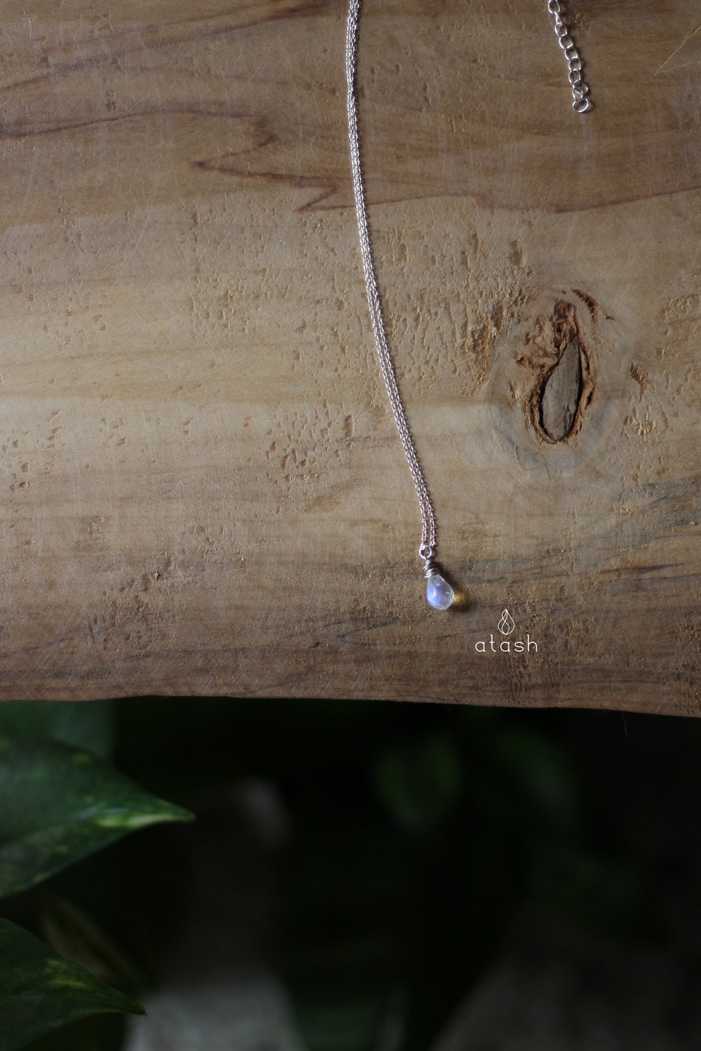 Elegance Necklace in Rainbow Moonstone and Sterling Silver
