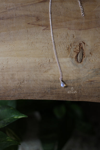 Elegance Necklace in Rainbow Moonstone and Sterling Silver