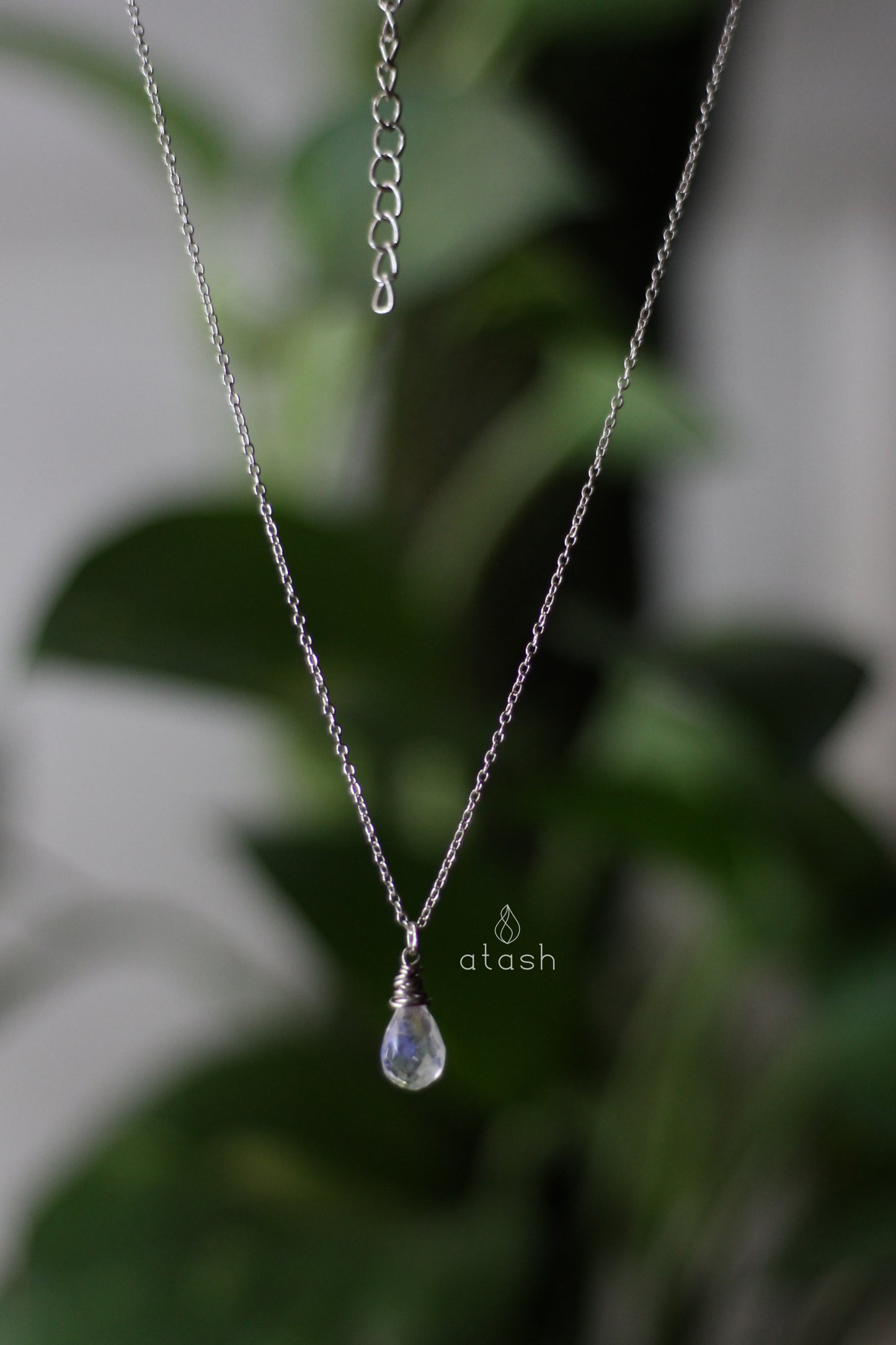 Elegance Necklace in Rainbow Moonstone and Sterling Silver