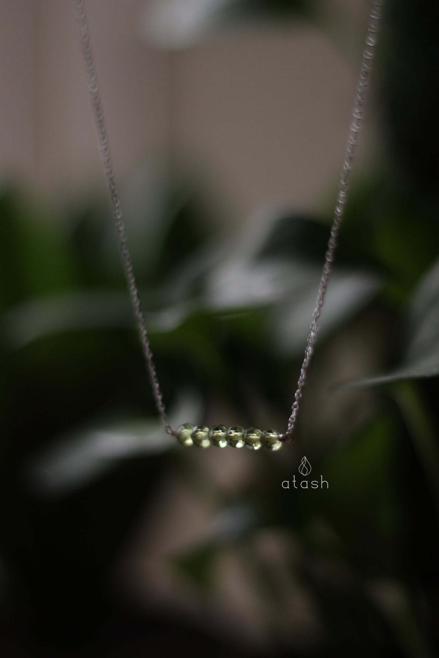 Bar Necklace in Peridot and Sterling Silver