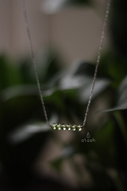Bar Necklace in Peridot and Sterling Silver