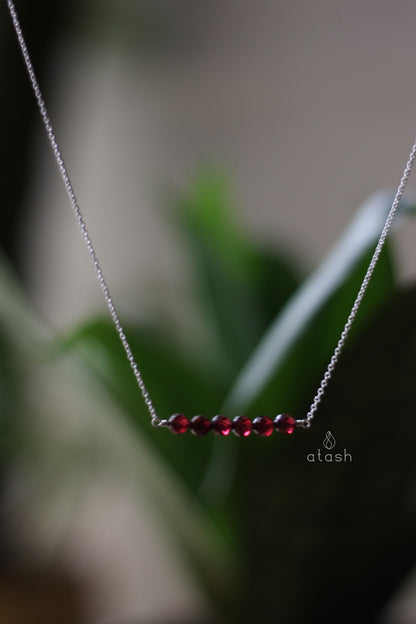 Bar Necklace in Garnet and Sterling Silver