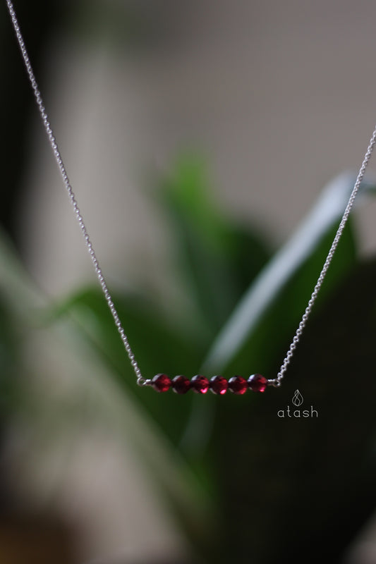 Bar Necklace in Garnet and Sterling Silver