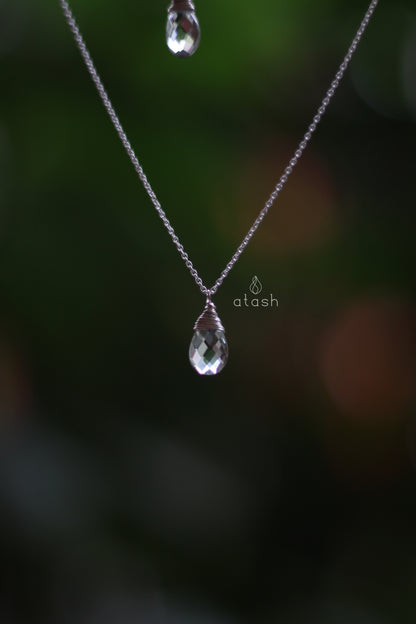Izza Necklace in Green Amethyst and Sterling Silver