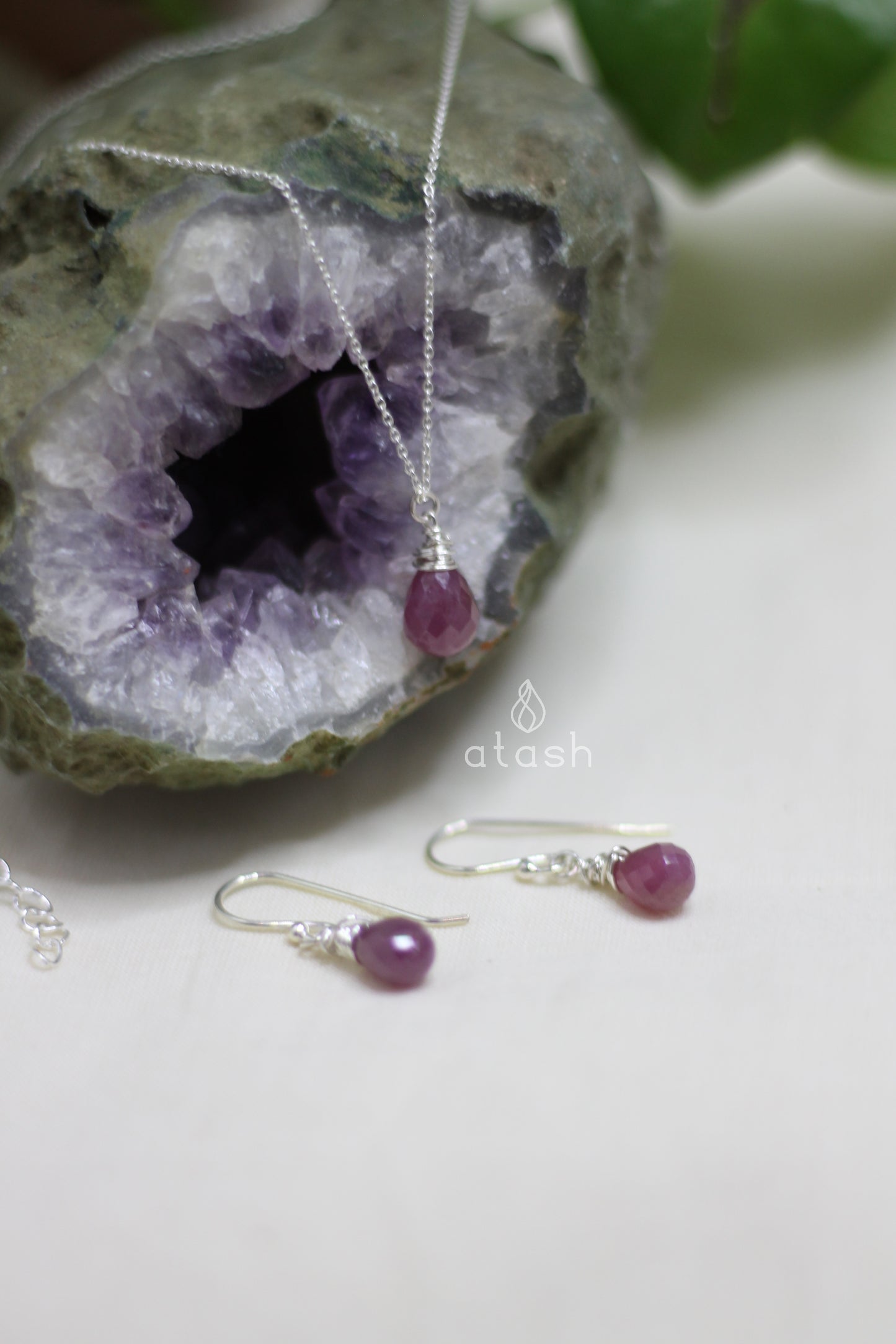 Elegance Necklace in Ruby and Sterling Silver