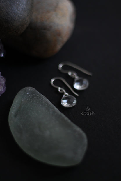 Aaroha Set of Necklace and Earrings in Clear Quartz and Sterling Silver