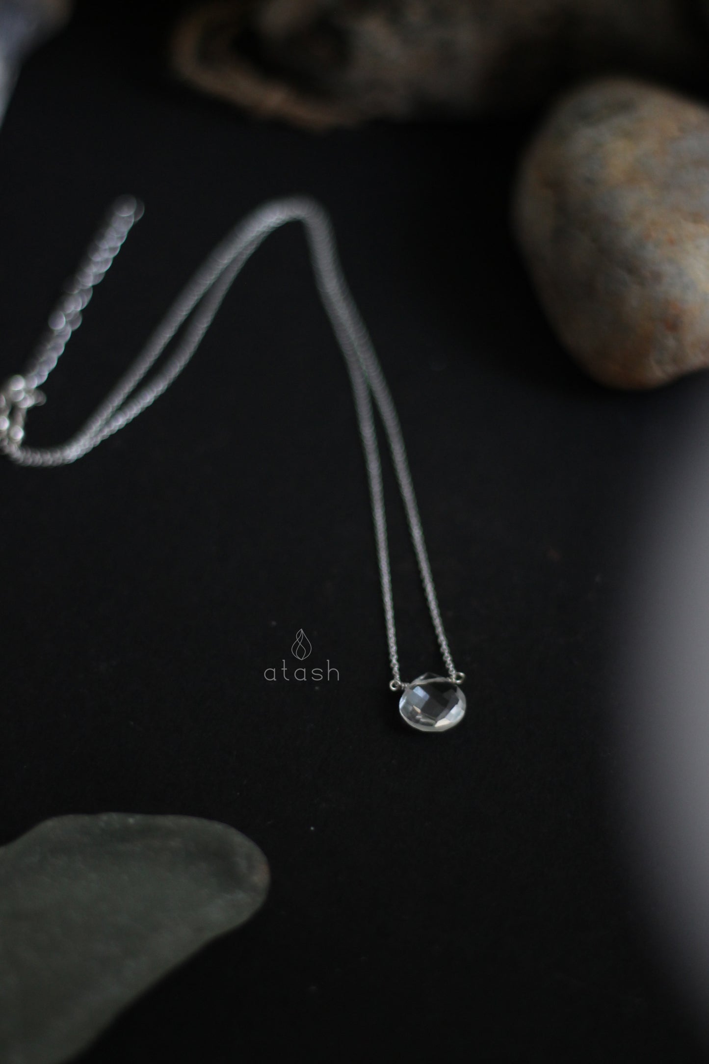 Aaroha Set of Necklace and Earrings in Clear Quartz and Sterling Silver