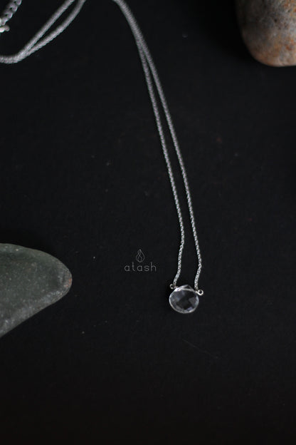 Aaroha Set of Necklace and Earrings in Clear Quartz and Sterling Silver