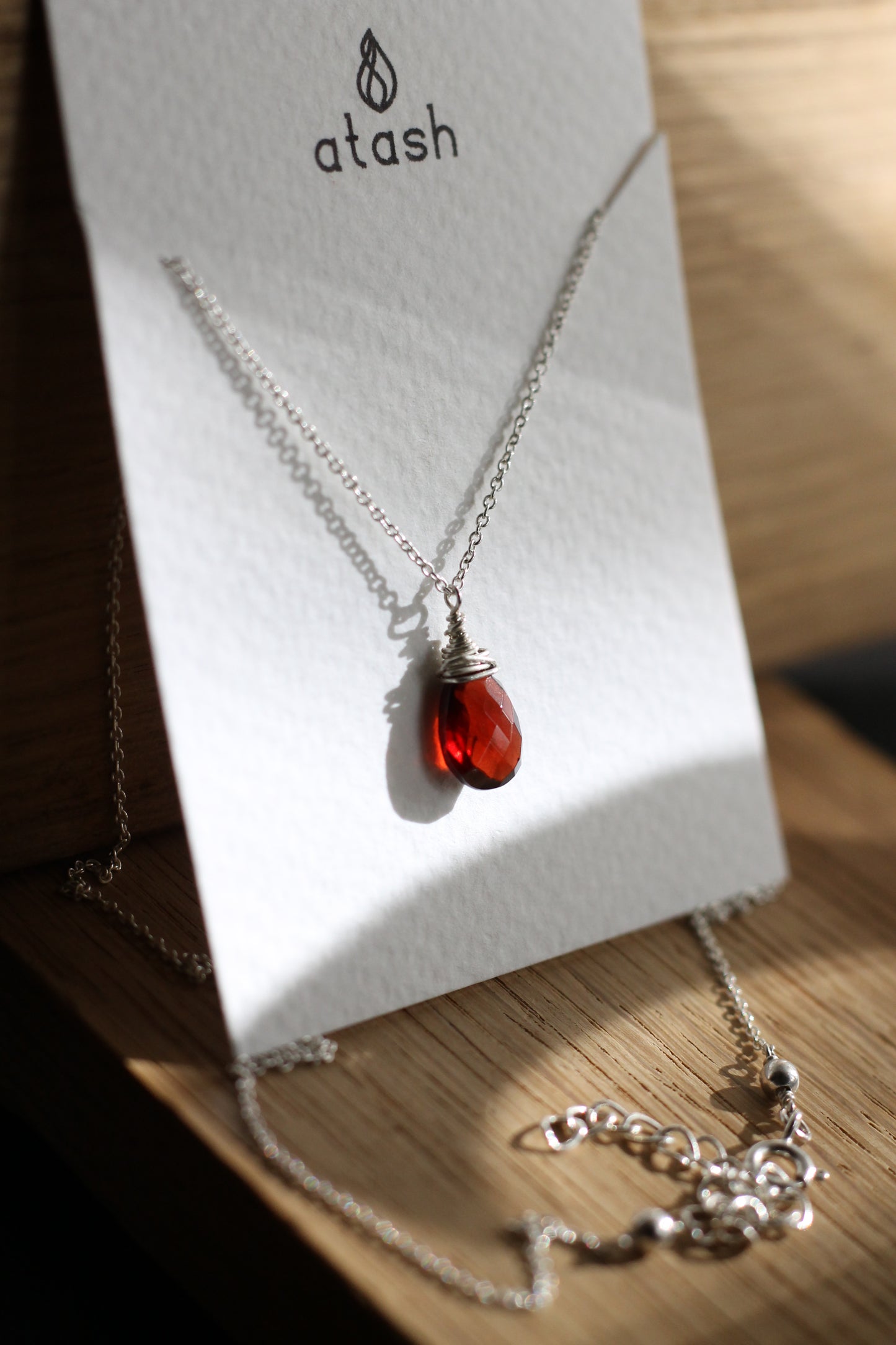 Izza Necklace in Garnet and Sterling Silver