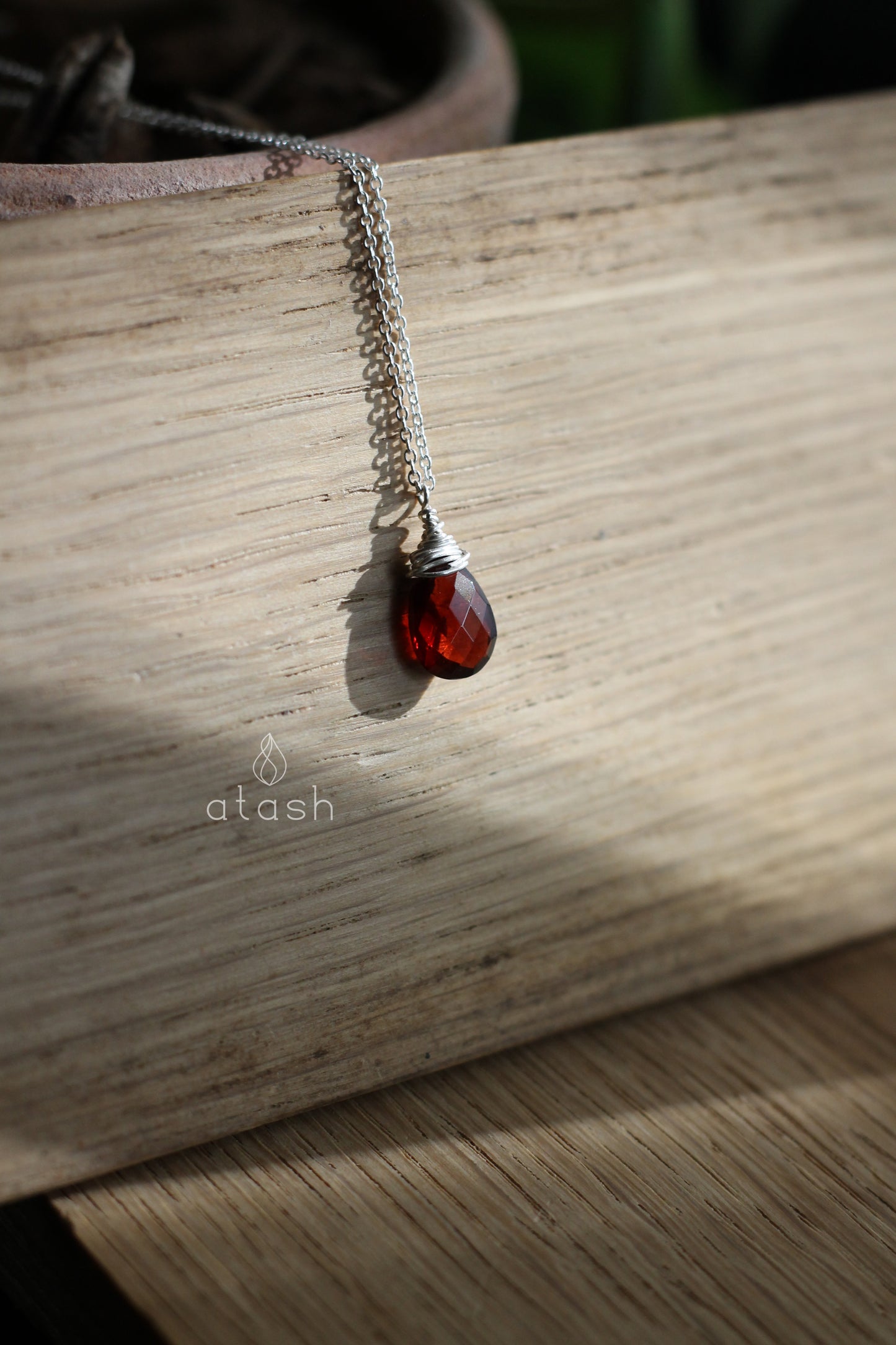 Izza Necklace in Garnet and Sterling Silver