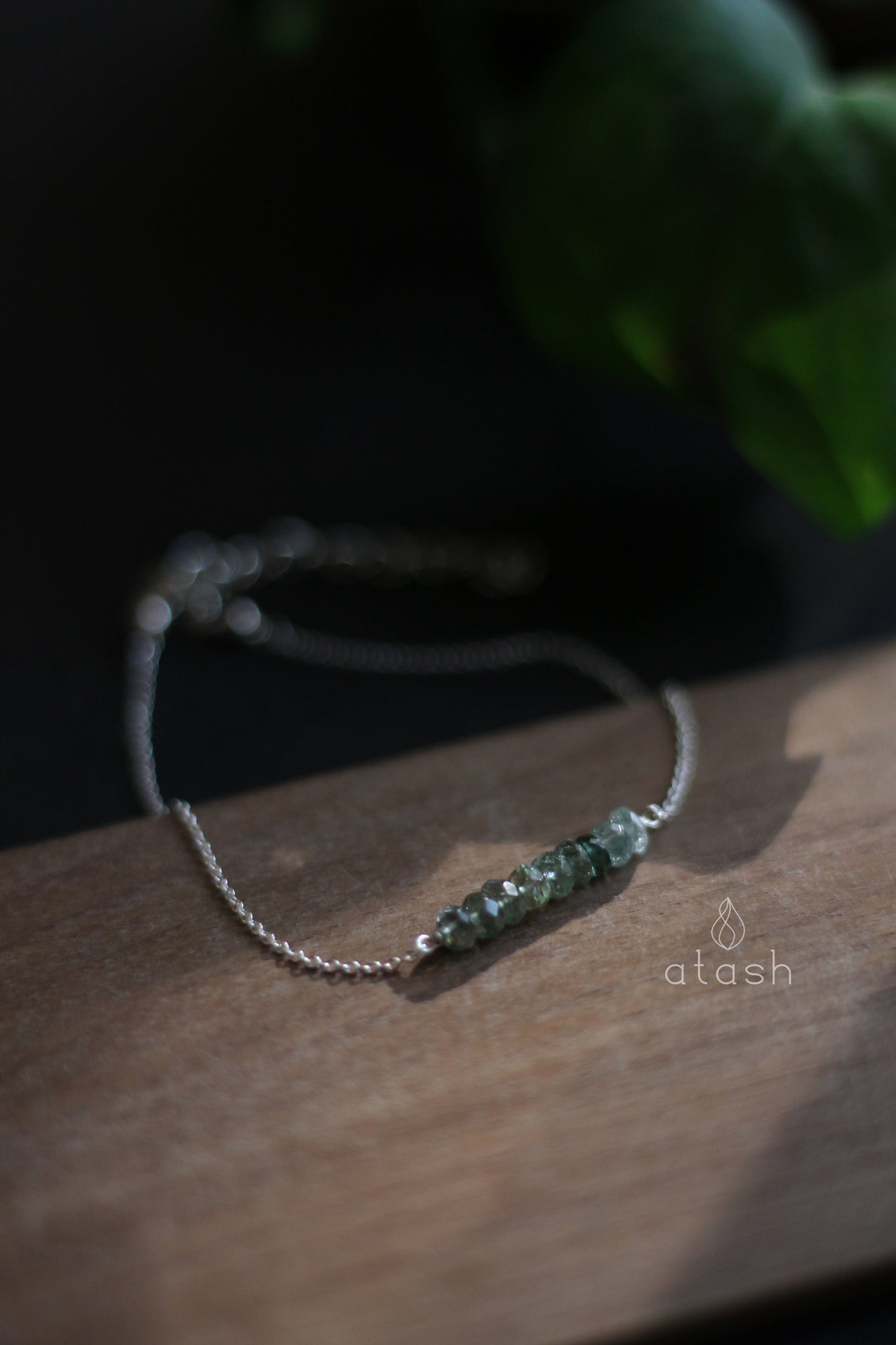 Bar Bracelet in Green Tourmaline and Streling Silver