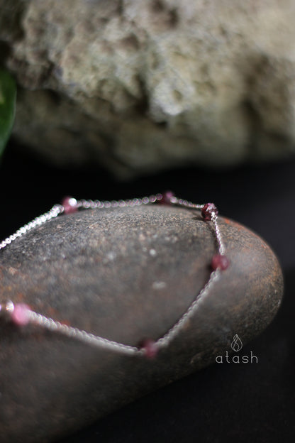 Dew Bracelet in Pink Tourmaline and Streling Silver