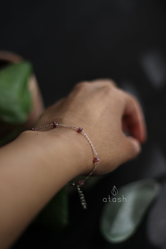 Dew Bracelet in Pink Tourmaline and Streling Silver