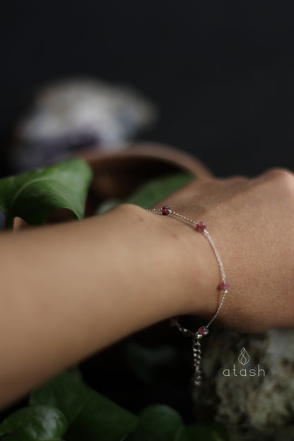 Dew Bracelet in Pink Tourmaline and Streling Silver