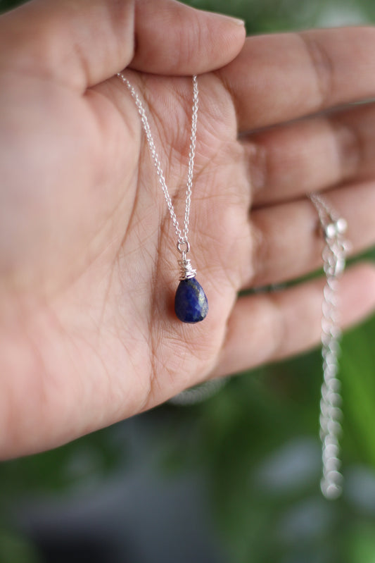 Amana Necklace in Lapiz Lazuli and Sterling Silver