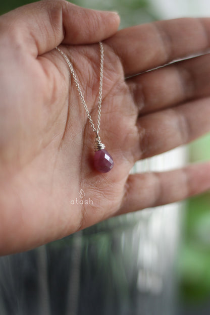 Amana Necklace in Ruby and Sterling Silver