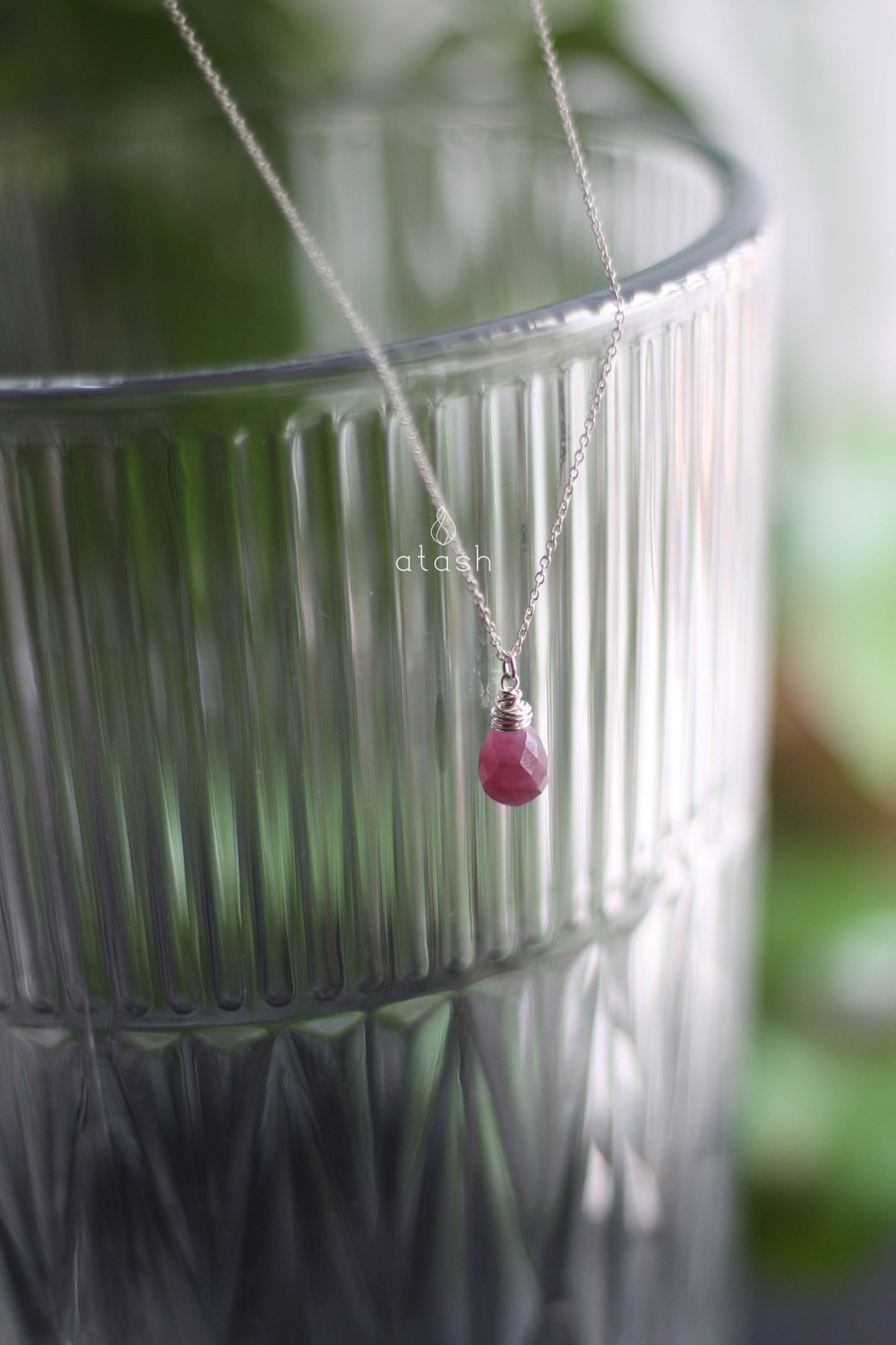 Amana Necklace in Ruby and Sterling Silver