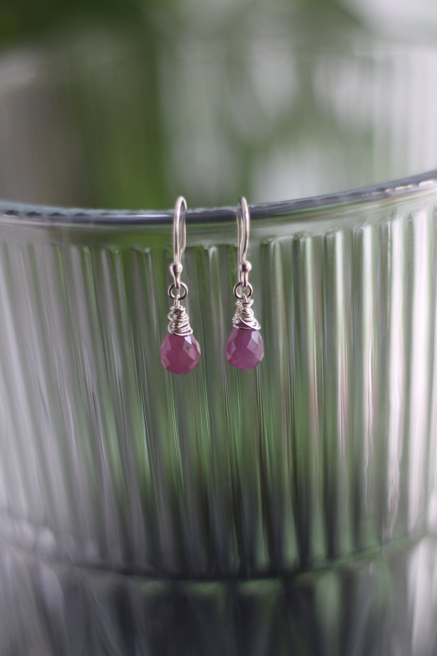 Amana Earrings in Ruby and Sterling Silver