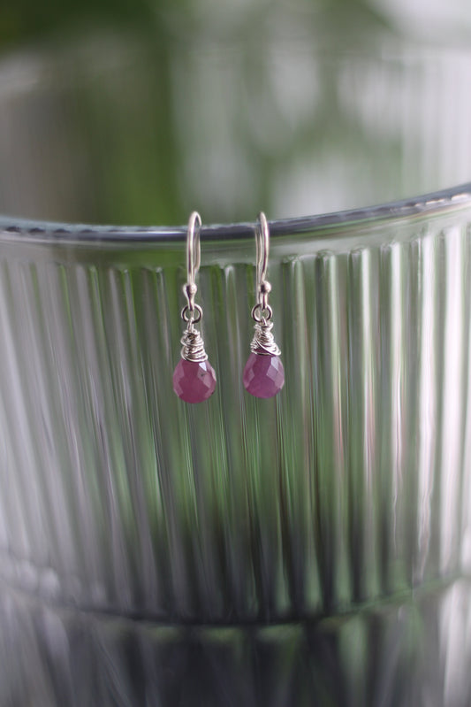 Amana Earrings in Ruby and Sterling Silver