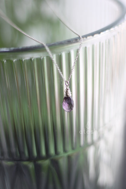 Amana Set of Necklace and Ear rings in Amethyst and Sterling Silver