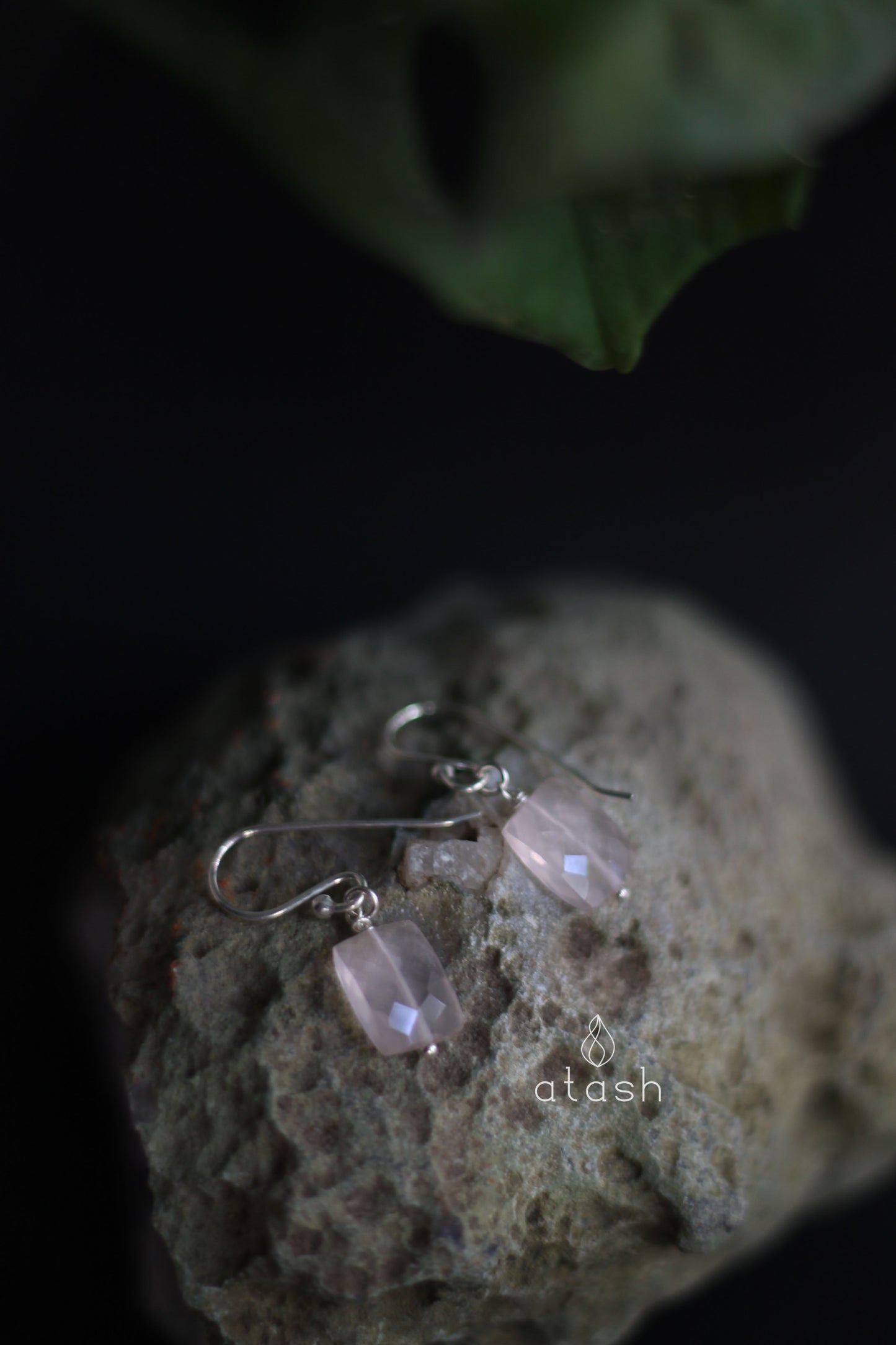 Amor Earrings in Rose Quartz and Sterling Silver