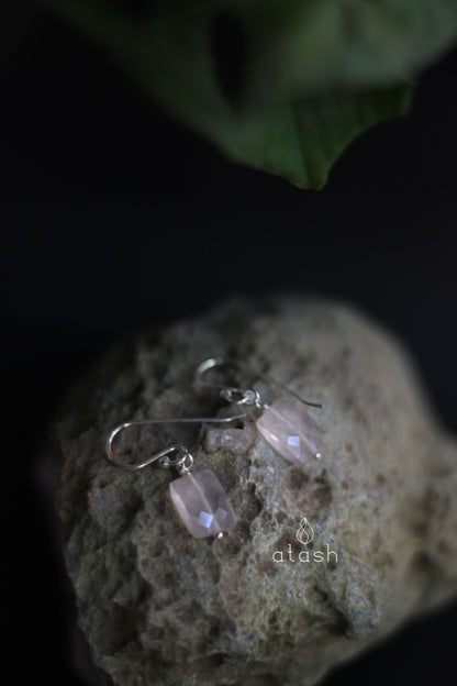 Amor Earrings in Rose Quartz and Sterling Silver