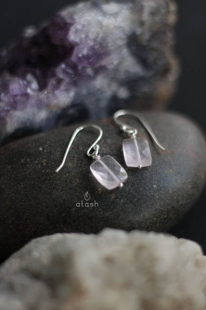 Amor Earrings in Rose Quartz and Sterling Silver