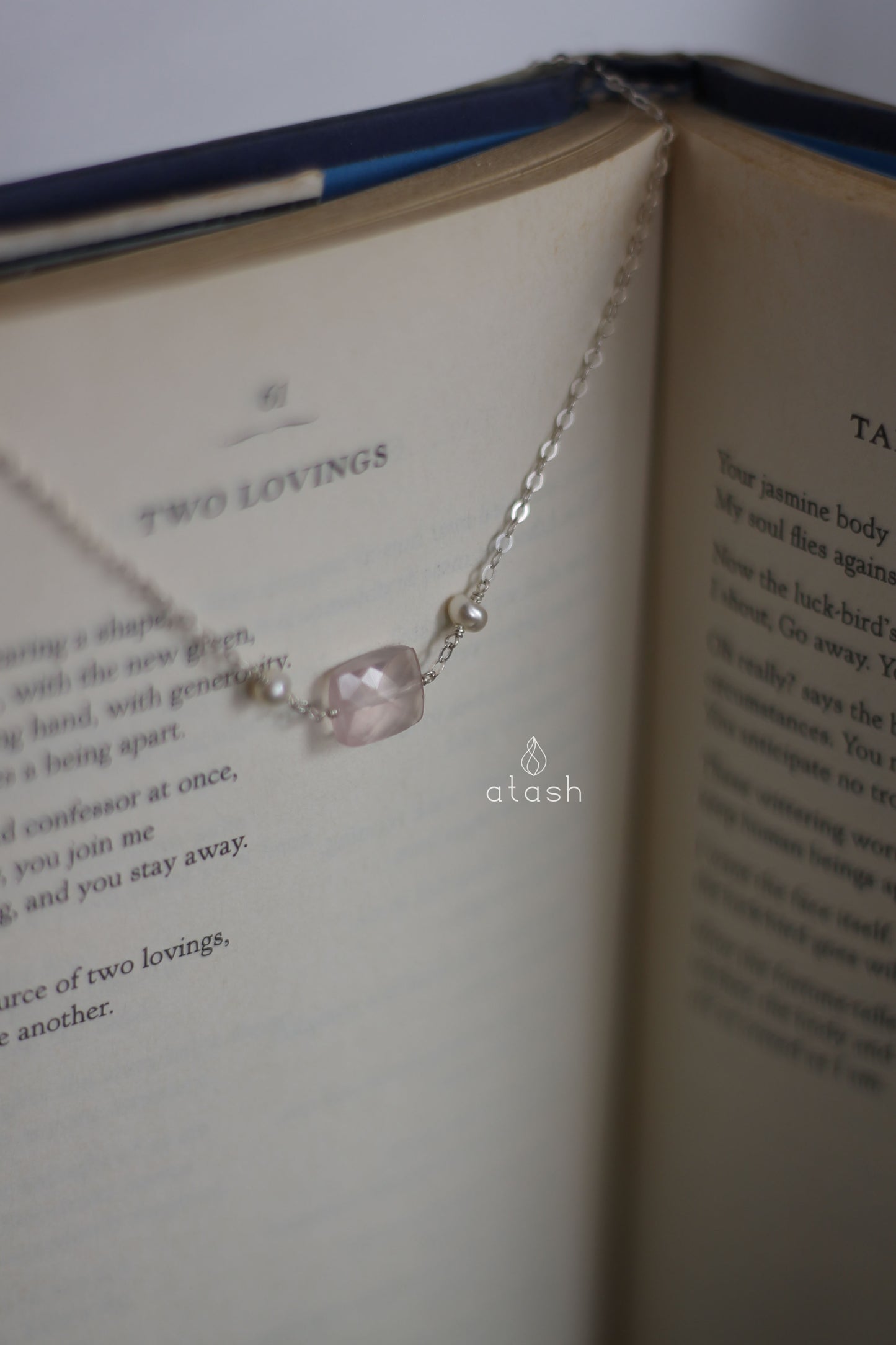 Delber Choker Necklace in Rose Quartz, Pearls and Sterling Silver