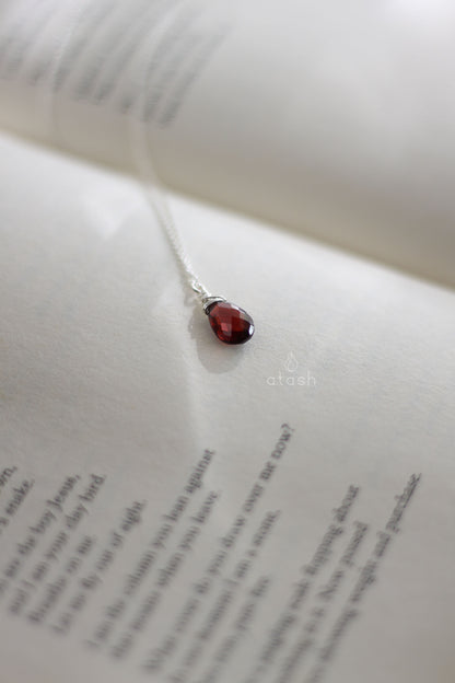 Izza Necklace in Garnet and Sterling Silver