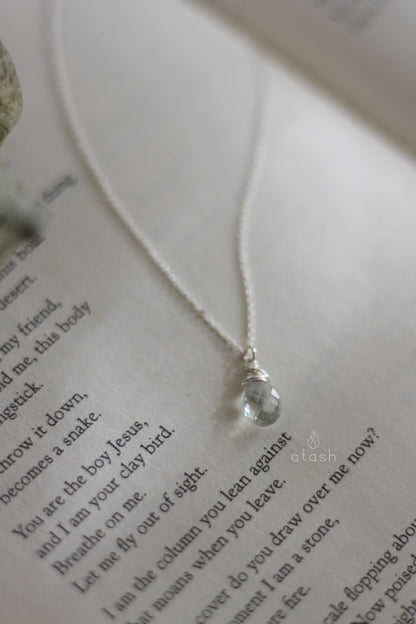Izza Necklace in Green Amethyst and Sterling Silver