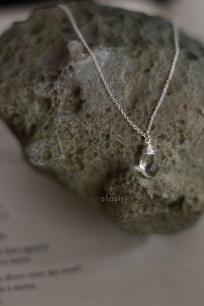 Izza Necklace in Green Amethyst and Sterling Silver
