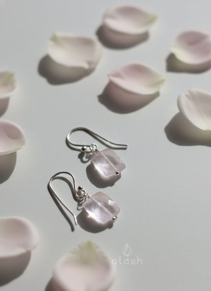 Amor Earrings in Rose Quartz and Sterling Silver